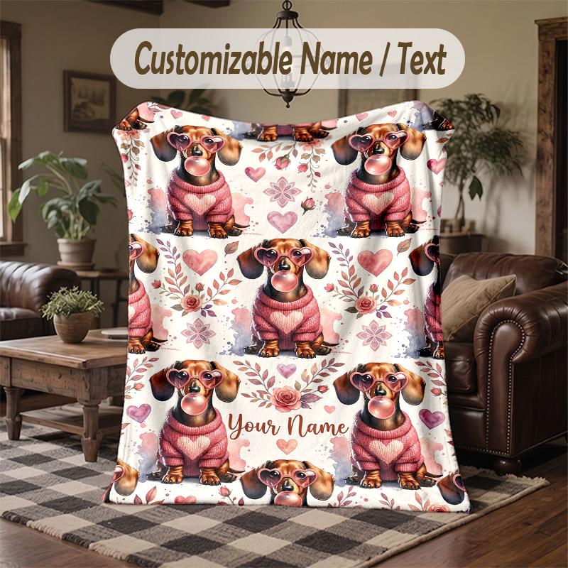 Cute Bear Friends Cafe Theme Throw Blanket Custom Name Text Personalized Blanket Soft Cozy Blanket for Home Sofa Bed