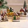 LED Resin Julehus Snølandsby Miniatyr Lysende Dekor Juleglød Gave Ny Dekorasjon Jul Thanksgiving Gaver