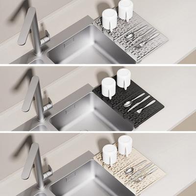 Tappetino Scolapiatti a Scacchi Pieghevole in Silicone con Pendenza Antiscivolo Lavabile in Lavastoviglie Drenaggio Rapido dell'Acqua Tappetino Asciugatura Cucina