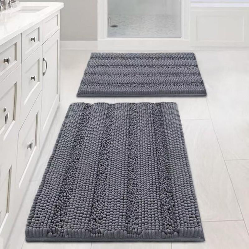 Thick Solid Chenille Bath Mat Non-Slip Absorbent Floor Rug Entryway Bathroom Kitchen Living Room