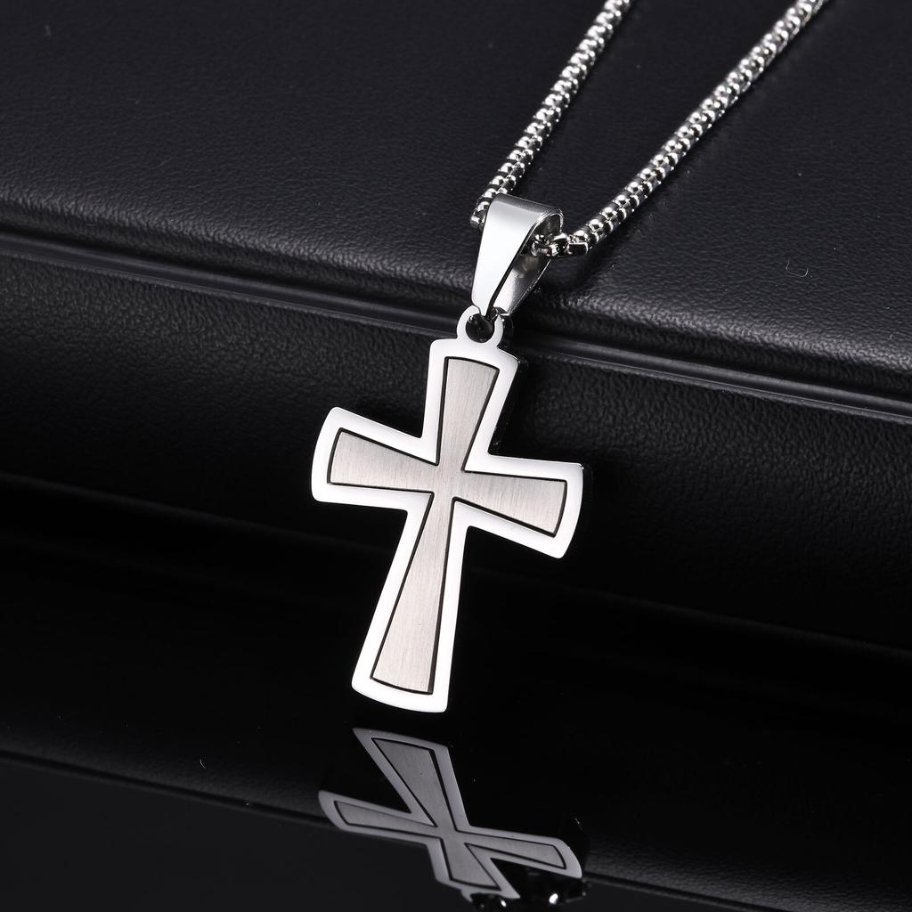 Stainless Steel Cross Pendant Necklaces for Men Boys,Never Fade Metal Necklaces,Casual Trendy Jewelry Gifts