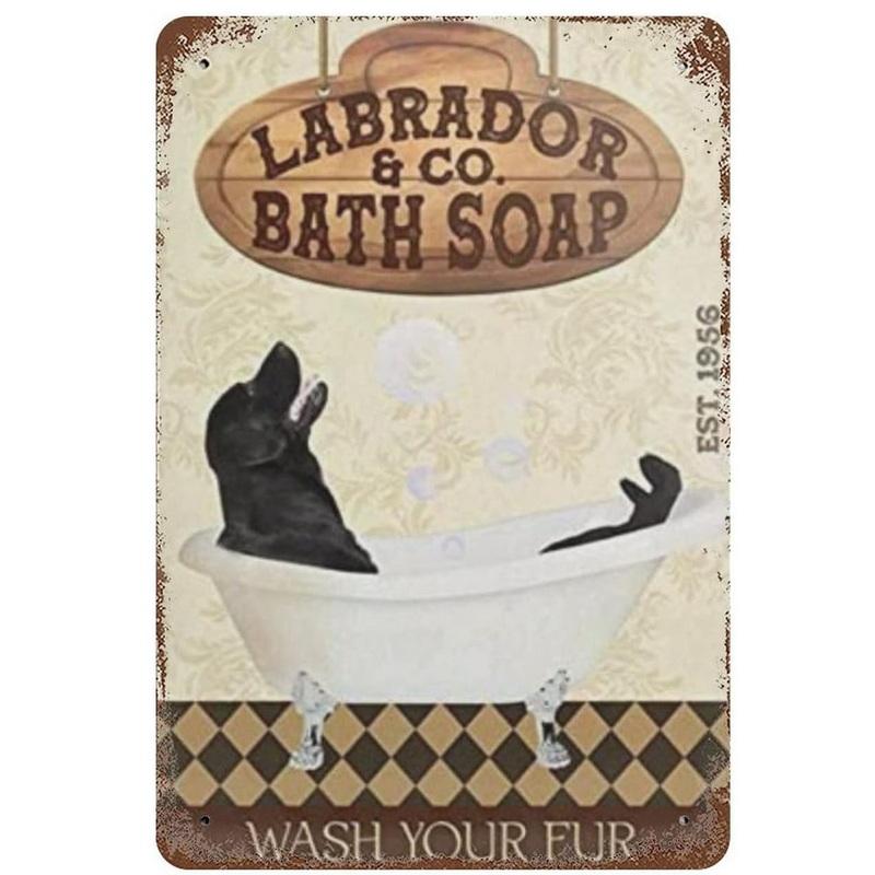 Retro Metal Tin Signs Cat Dog Bath Soap Wash Your Paw Bubble Posters Vintage Toilet Cave Bar Home Bathroom Wall Decoration Signs
