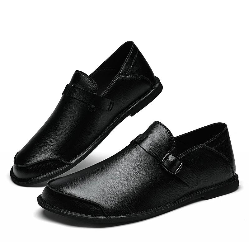 Genuine Leather Men Casual Shoes Handmade Slip On Loafers Versatile Man Moccasins Simple Comfy Male Driving Shoes Walking Flats