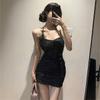 Purely want to wear a super good-looking neck-hanging, slim-fitting hip-wrapping short skirt, vacation style suspender dress 2026 summer