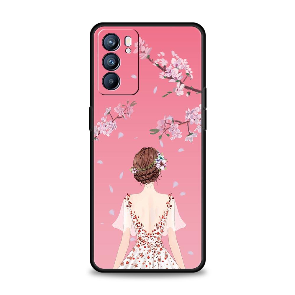 Fashion Pretty Girl Evening Dress Case For Oppo Reno14 Reno13 Reno12 11 F 10 Find X5 X9 Pro A54 5G A53 A9 A78 4G A80 A98 Cover