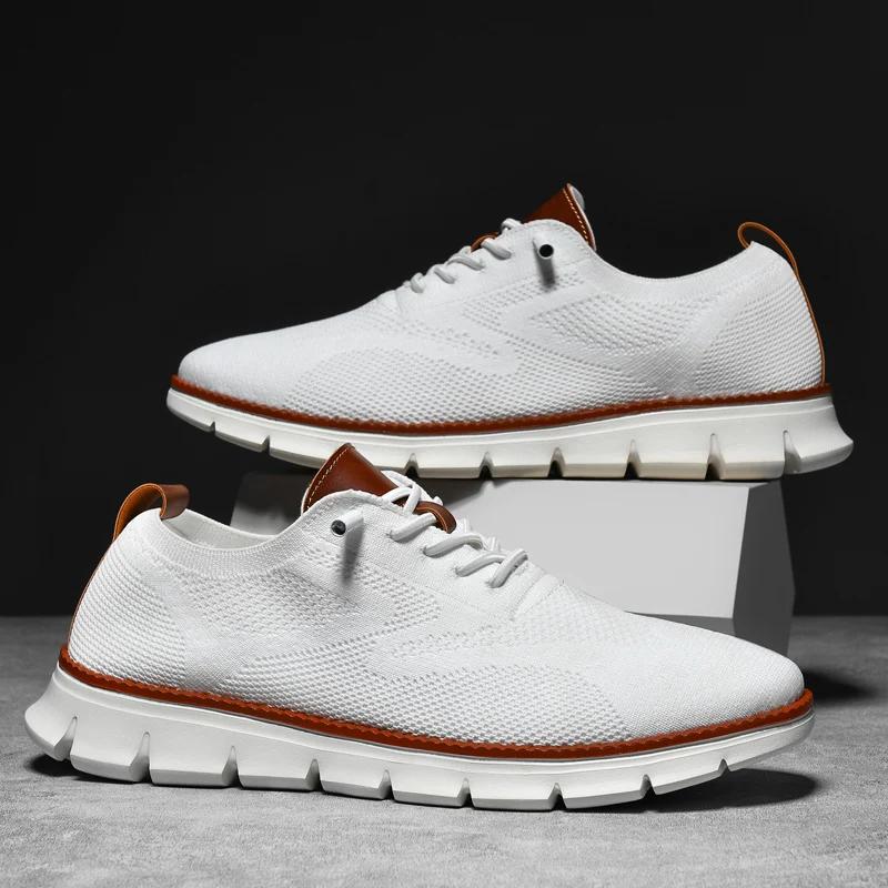 Fashion New Men's Sneakers Light Breathable Casual Flat Shoes Outdoor Fashion Comfortable Dress Shoes Anti-Slip Sports Walking Shoes