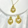 Dainty Gold pendant Necklace & Earrings Set for Women Elegant Smooth Surface Pendant Jewelry Set Minimalist Everyday Jewelry