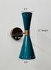 Turquoise Brass Wall Sconce: Mid Century Italian Stilnovo Lighting