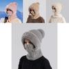 Damen Strickmütze mit Schal und winddichtem Fleece für Winter-Outdoor-Aktivitäten
