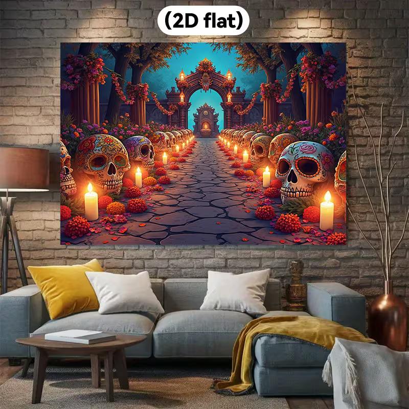 2D Day of the Dead Skulls Print Backdrop for Dia de los Muertos Celebrations
