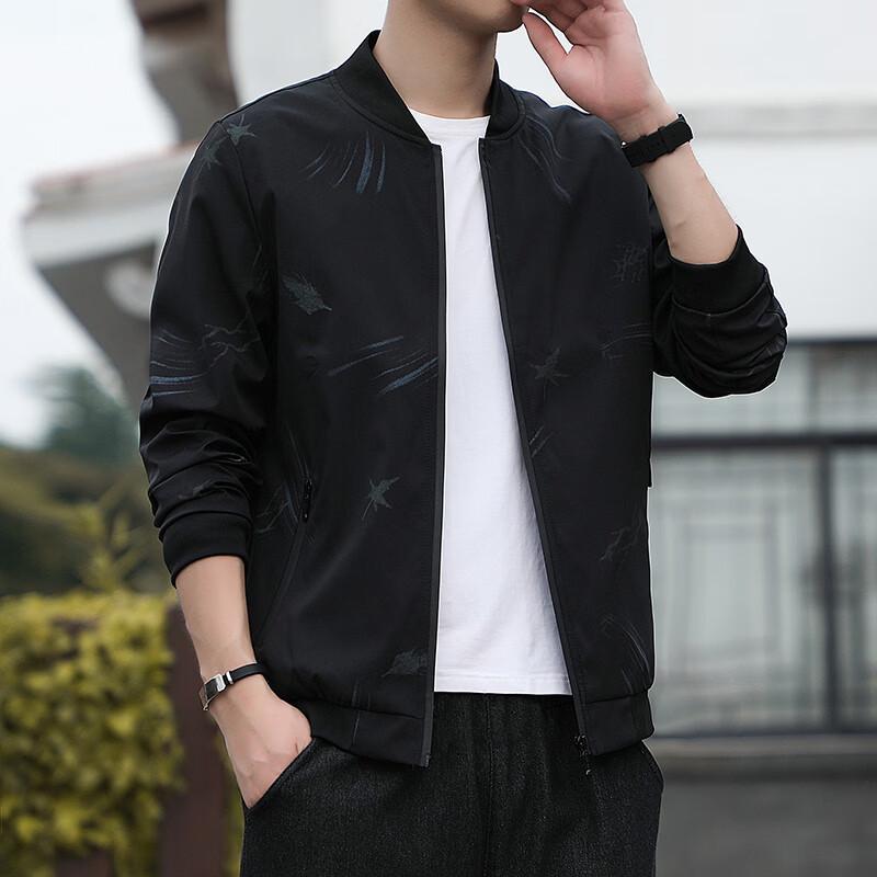 Yalu Men's Casual Printed Baseball Jacket