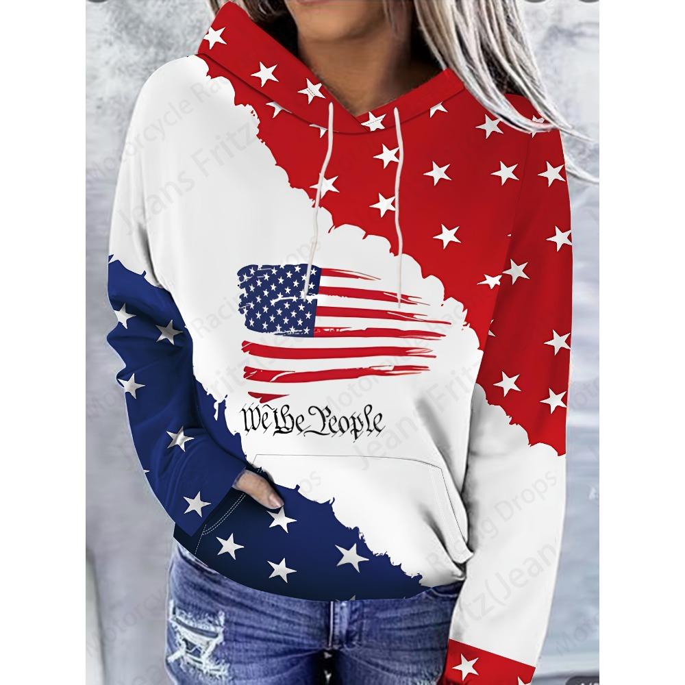 

American Flag & Blessing 3d Printing Hoodie Women s Fashion Oversized Hoodie Women s Undershirt Letter Jacket Sweatshirt with Pocket Pullover 4XL