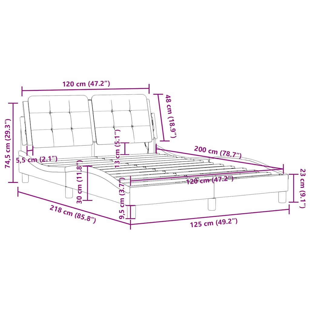 Bed Frame without Mattress Zadar Gray 120x200 cm Faux Leather