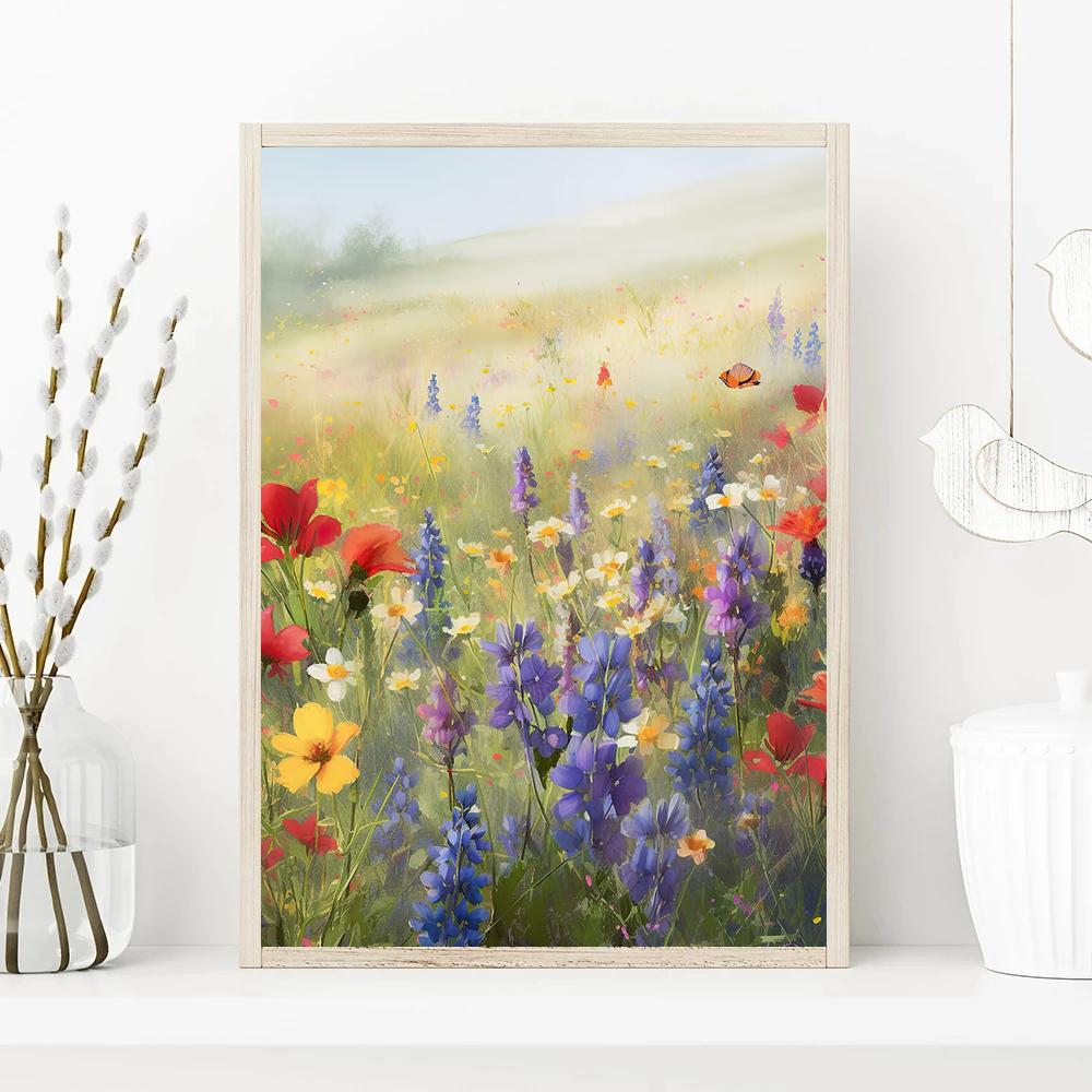 Modern Nature Aesthetics Wildflower Scenery Art Poster Canvas Oil Painting Mural Living Room Bedroom Home Decoration Frameless
