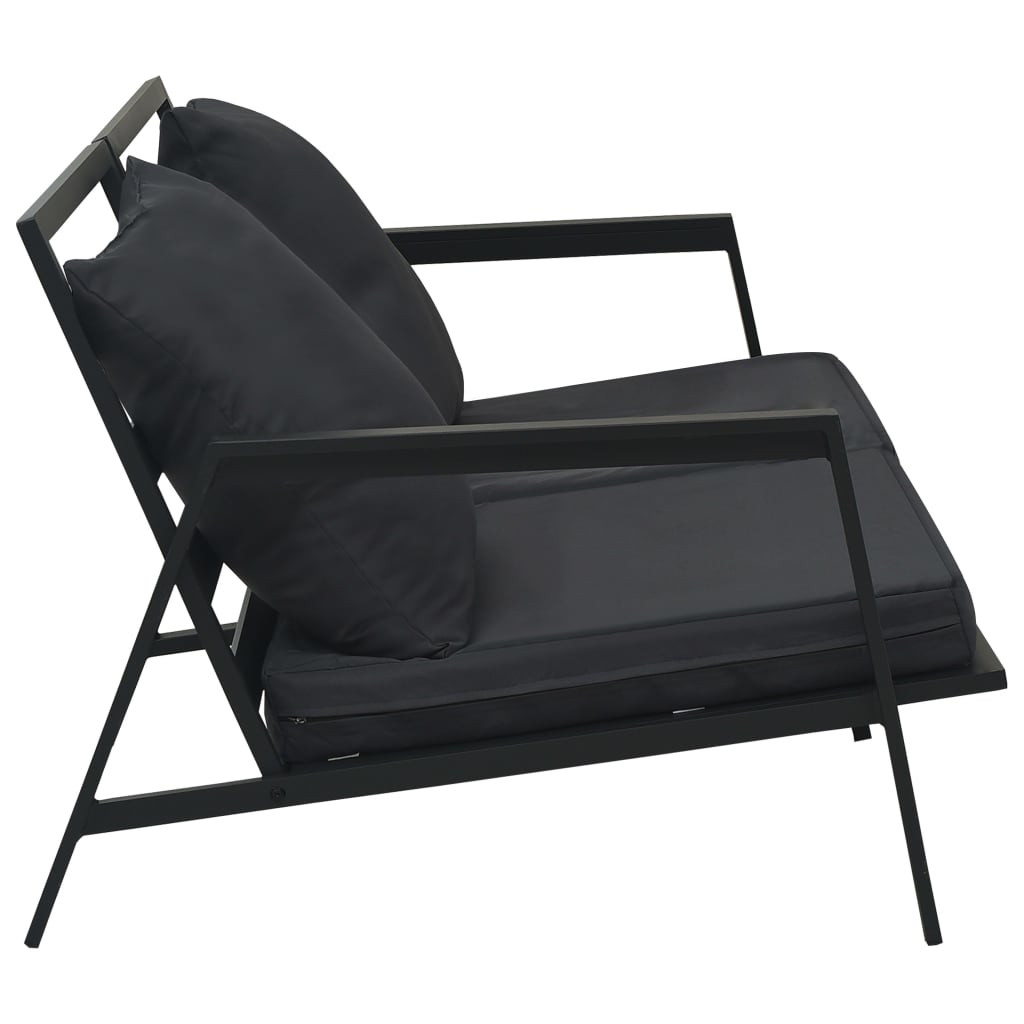 4 Piece Outdoor Lounge Set with Cushions Aluminum Dark Gray