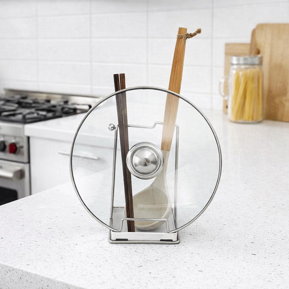 Stainless Steel Pot Lid Rack Non-Tipping Spoon Rest Shelf Modern Spatula Holder  Restaurant
