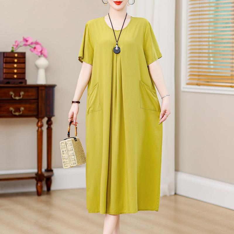 Übergröße, langes Sommerkleid mit Vintage-Druck für Damen, elegantes, kurzärmeliges, lockeres Sommerkleid in Übergröße