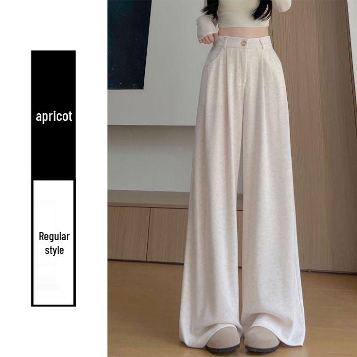 High Waist Women s Gray Drape Wide-Leg Suit Pants for Autumn/Winter Small