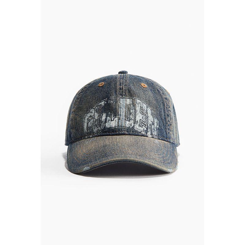 

HM Шляпа 2025 Лето Новая Мода Мужская Одежда Тяжелая Потертая Шляпа с Полями 1261574 Denim Blue/Gold 56-62