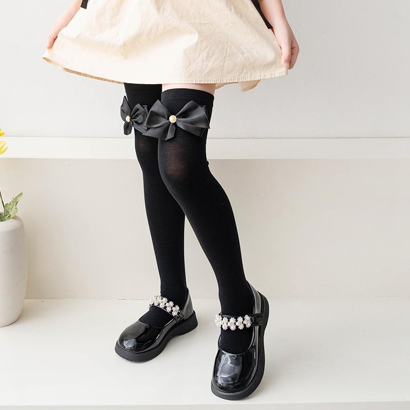Kindersocken für Mädchen Schleife Lange Socken Schule Teenager Kniestrümpfe Baby Mädchen Overknee-Socken Frühling Herbst