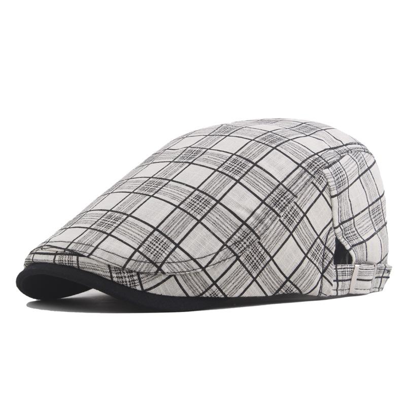 Spring New Pure Cotton Square Color Plaid Cap, Men's Fashion Sunscreen Beret, Women's Personality Leisure
