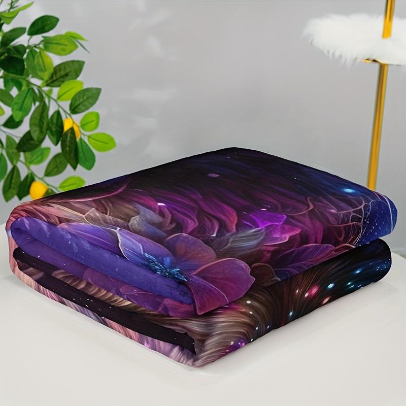 1pc Fashion Blanket, Wolf Star Print Flannel Blanket, Soft Warm Blanket Nap Blanket, Sofa Sofa Office Bed Camping Trip, Multi-Pu