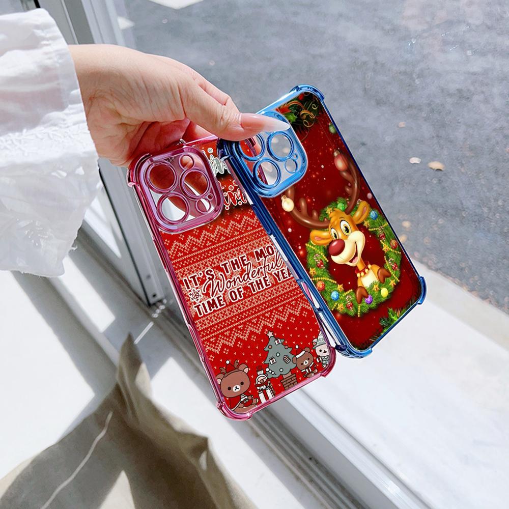Ae117 Frohe Weihnachten Frohes Neues Jahr Design Galvanisierte TPU Handyhüllen für Xiaomi 11 Lite Redmi Note 13 Pro 12C Huawei Vier-Ecken-Schutzhülle
