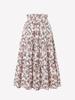 Women Floral  Skirts Solid Color Long Skirt A-line High Waisted  Long Skirt Pleated Skirt
