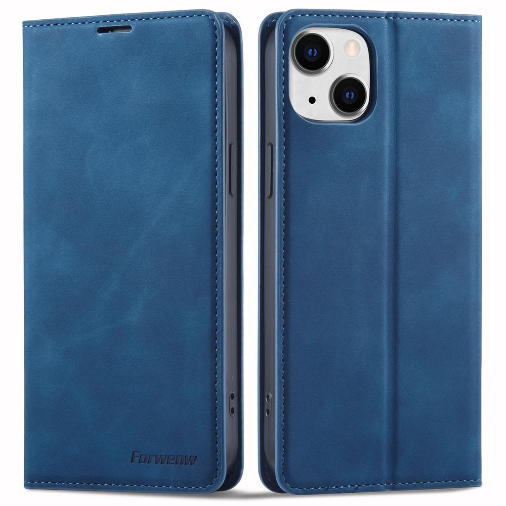 FORWENW Fantasy Series for iPhone 15 Plus Shockproof Wallet Phone Case Skin-touch Leather Wallet Phone Cover