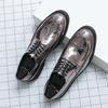 New In Gold Brogue Shoes for Men Wedding Lace-up Spring Autumn Size 38-46 Handmade Men Shoes  Men Dress Shoes