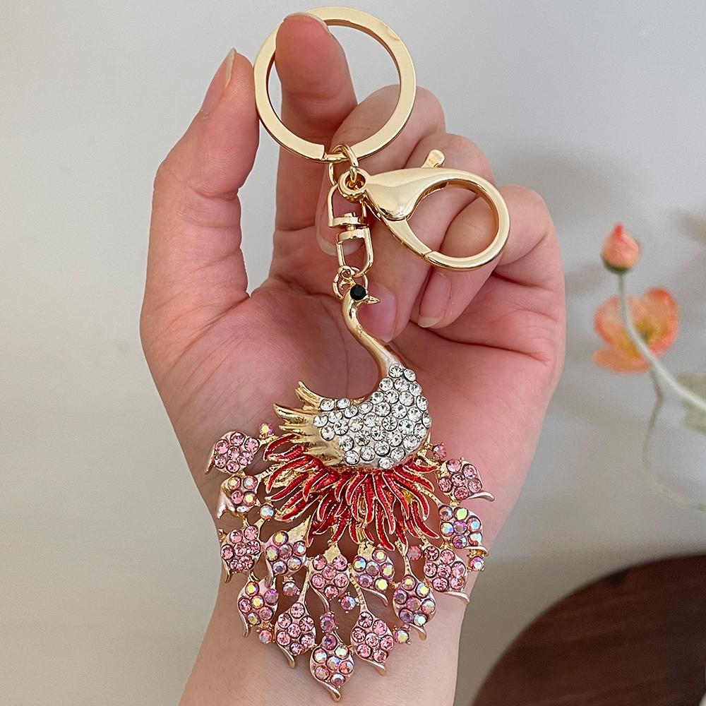 Pfau Schlüsselanhänger Damen Luxus Schlüsselanhänger Taschenanhänger Mädchen Geschenk Souvenir Mode Ornament