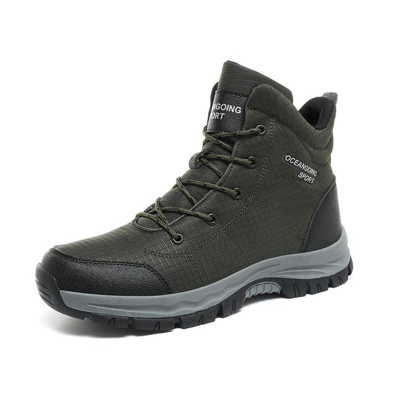 Spring, autumn and winter new hiking shoes men's anti-splashing snow boots sports outdoor shoes velvet men's hiking shoes men
