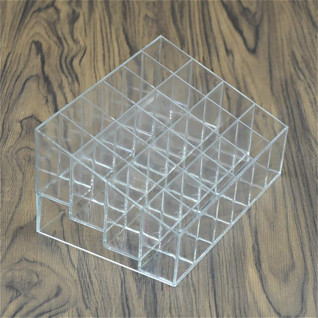 24 Grids Lipstick Nail Polish Display Rack Trapezoid Plastic Transparent Makeup Stand Rack Cosmetic Organizer Holder Box