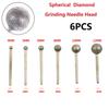 6 STÜCKE Schleifnadelkopf Schmirgel Runde Kugel Fräser Bohrer Zum Schnitzen Gravieren Bohren 4-12mm Glas Edelsteine Elektrowerkzeuge