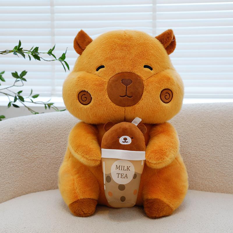 

Plush Toys Capybara Q Edition Milk Tea Cup Cartoon Animals Fill Pillow Doll 35cm/13.78in