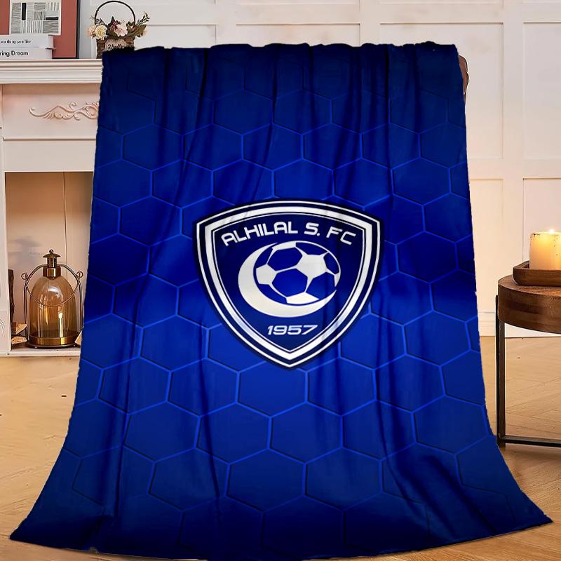 1PC Blue Football Team Flannel Blanket Gift, Suitable for Both Men And Women, Soft Ideal for Beds And Sofa, Birthday Or Christmas Gift