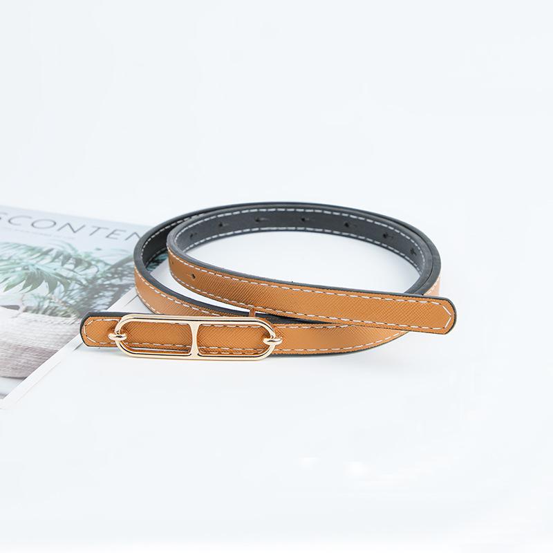 

Реверсивный тонкий женский ремень Двусторонний пояс из ПУ кожи Модный аксессуар для платьев, брюк, Молодежный повседневный стиль 1PCS 105cm коричневый