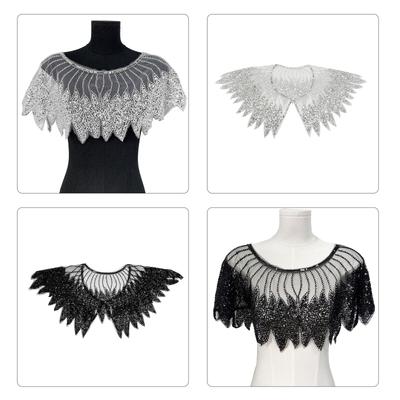 Sophisticated Black Sequins Cape Collar Elegant Party Neckwear Luxurious Bridal for Fashion Females