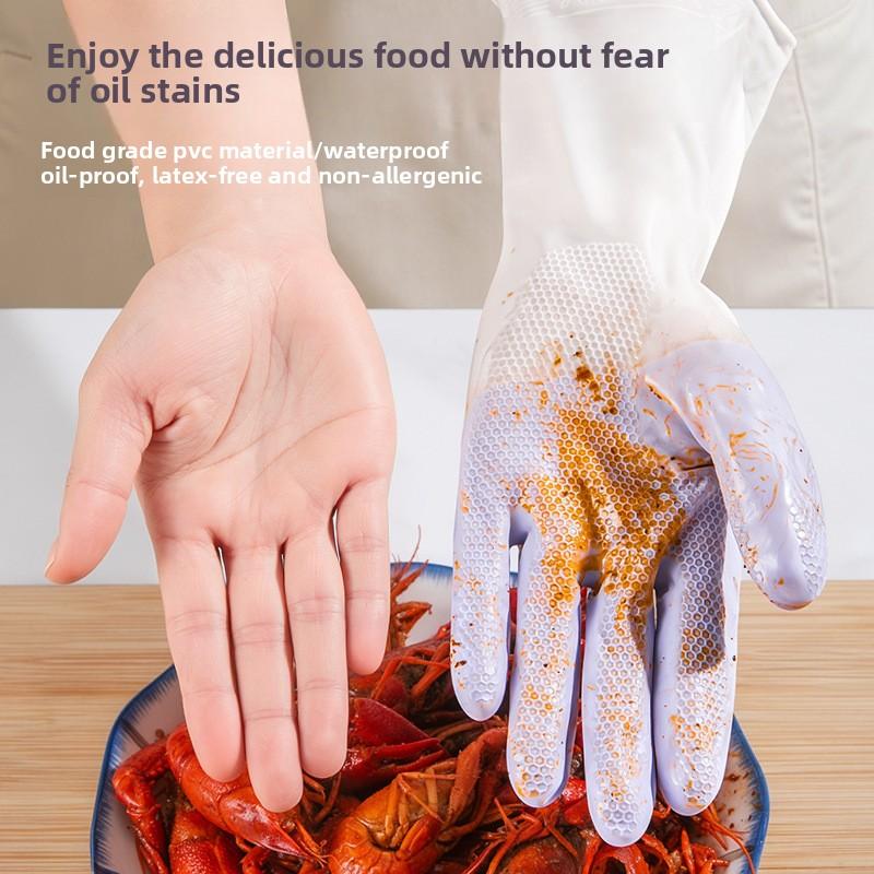 Verdickte Gummihandschuhe, Langlebig, Wasserdicht, Sauber, Zum Spülen, Wäschewaschen und in der Küche, Lang anhaltende Schutzhandschuhe für den Hausgebrauch
