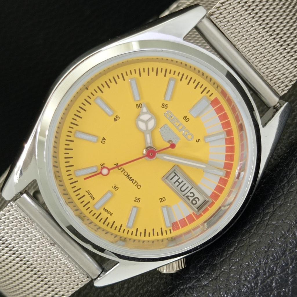 VINTAGE REFURBISHED SEIKO 5 AUTOMATIC 6309A JAPAN MENS YELLOW WATCH A441127-4 Sk-a441127