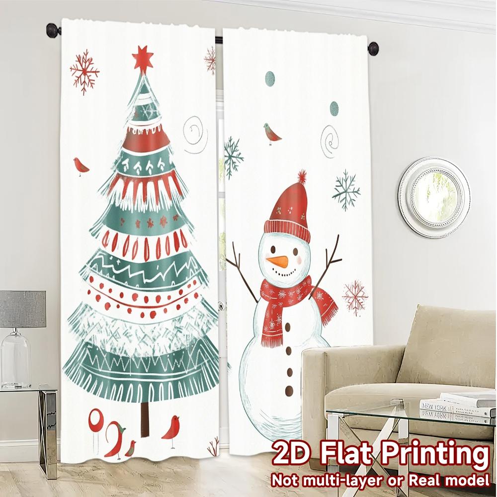 2 Stück, Vorhänge Weihnachtsbaum Schneemann Winterurlaub Beliebte Zeitgenössische Vorhänge Polyestervorhänge Dekorationen für Zuhause