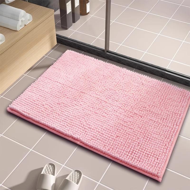 Chenille Bath Mat Non-Slip Backing Plush Soft Absorbent Rug for Bedroom Bathroom Entryway Machine Washable Home Decor