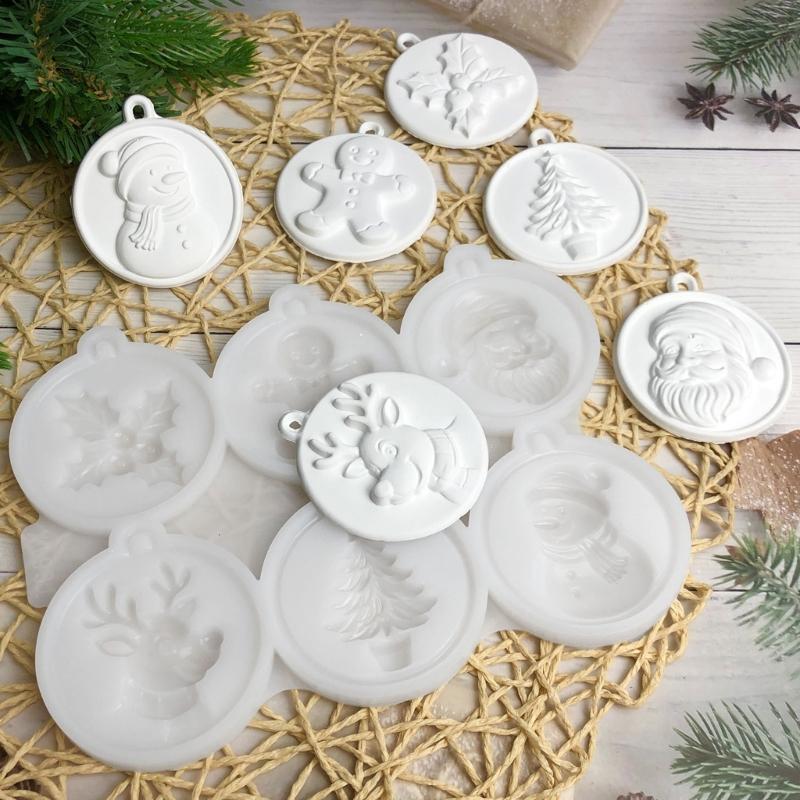 Flexible Silicone Christmas Mould for Wax and Resin Casting, 6 Holiday Cavities with Textured Designs for Candle and Handmade Decoration