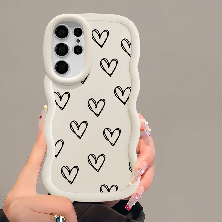 Cartoon Flower Love Heart Soft Phone Cover Case for Samsung Galaxy S21 S20 FE A25 S25 S22 Ultra S24 A26 S23 Plus A34 A35 A24 A55