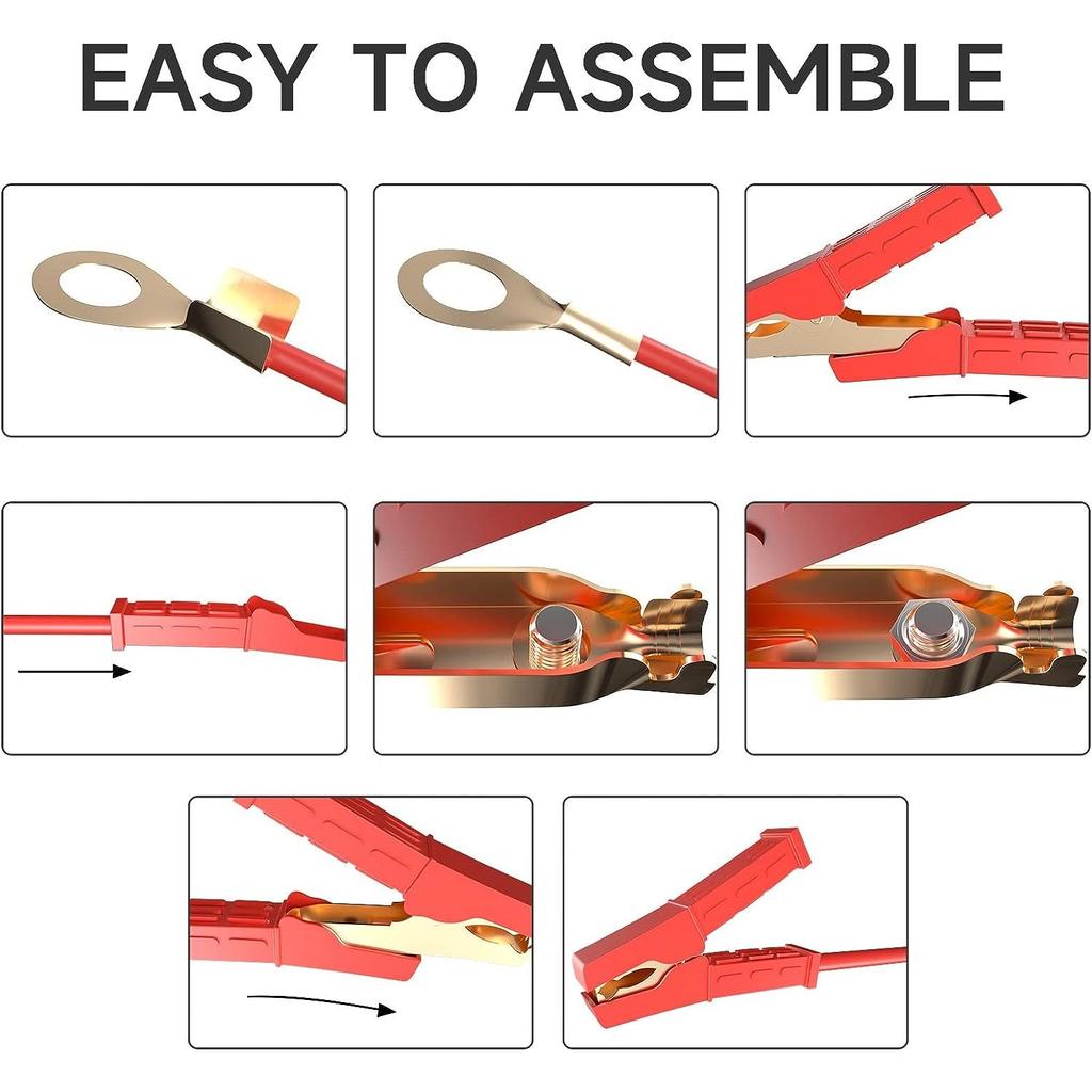 Jump Starter Leads Car Battery Clips, 4 Pieces Car Battery Pure Copper Insulated 200A Battery Clamps Battery Pliers for Jump Lead