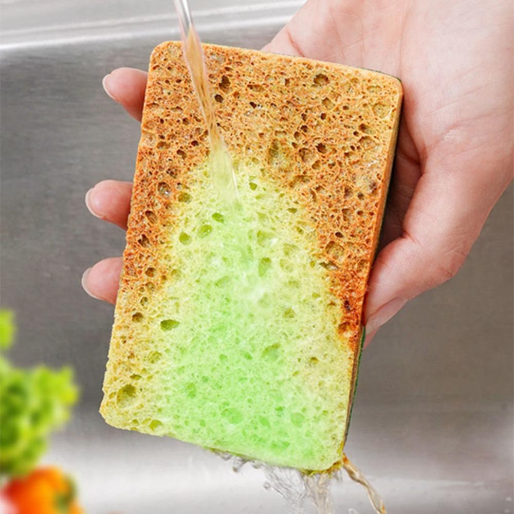5Pcs Scratch-Free Wood Pulp Dishwashing Sponge Descaling Cleaning Rub Kitchen Sink Cleaning