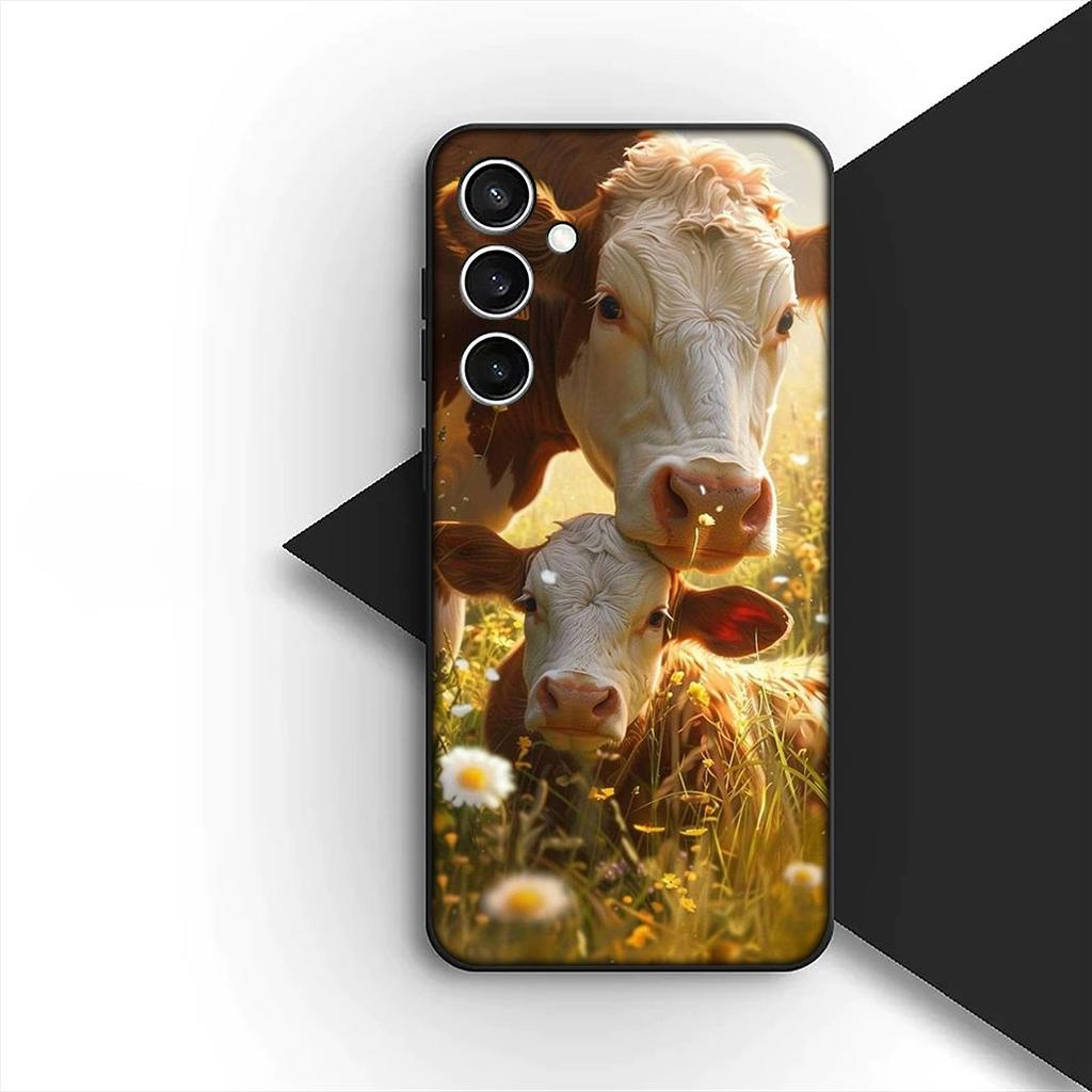 Cow Print Wallpaper Silicone Cover for Apple iPhone 17 12 13 Pro Max Mini ProMax 7 + 8 Plus Air 8+ Coque Phone Case