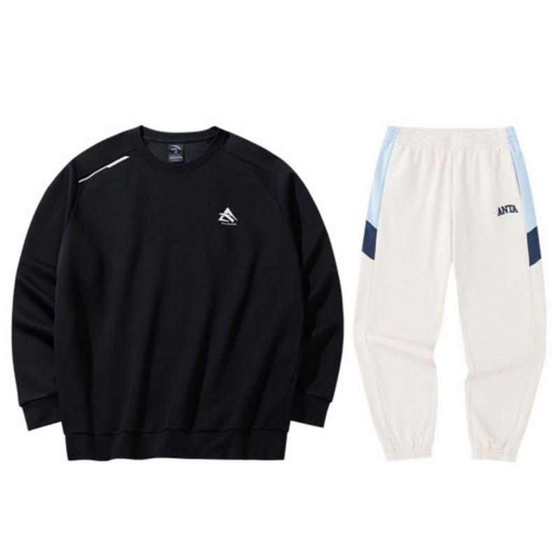 

Anta Loose Fit Warm Round Neck Sweatshirt And Elastic Waist Cuffed Pants Casual Sports Set Men sweatshirt, pants 952437708-4+952418306-1 XXL