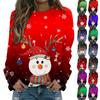 Women's Fashion Casual Long Sleeve Christmas Printed Neck Sweatshirt Top