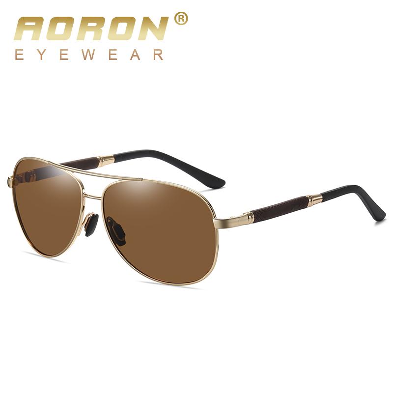 

AORON поляризационные солнцезащитные очки в металлической оправе для мужчин, классический брендовый дизайн, антибликовые, UV400, фотохромные очки для рыбалки, вождения и спорта коричневый/золотой